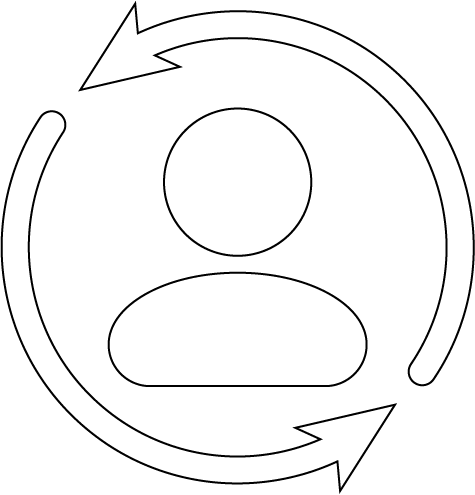 Icon eines Menschen mit zwei Pfeilen daru, um den Login Bereich anzuzeigen.